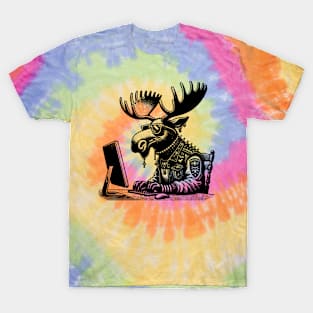 Punk Rock Goth Moose on Computer Vintage Style T-Shirt